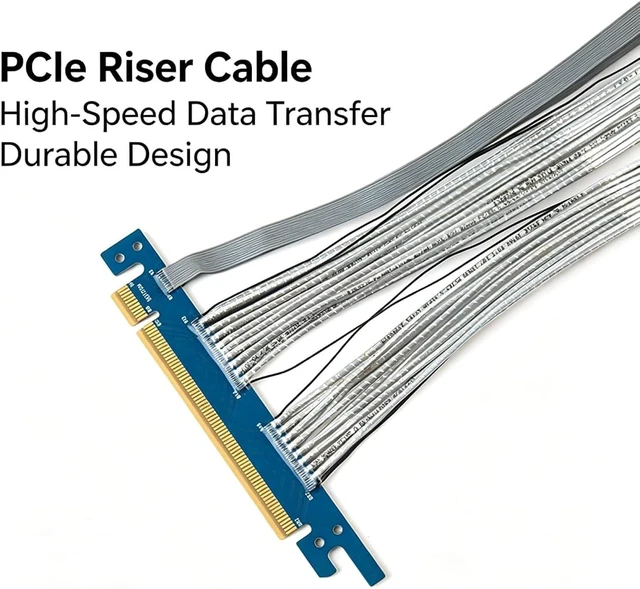 Alt view image 5 of 7 - PCIe 5.0 GPU High-Speed Riser Cable, 270° Connector, for Vertical GPU Mount & Server SAS, 26cm (10.2 in), Full Speed x16, PCIe 5.0/4.0/3.0 Compatible