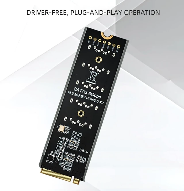 Alt view image 5 of 7 - PH56PLUS M.2 PCIe M-Key to 5 Port SATA 3.0 6Gbps Adapter Card SATA Expansion for Desktop/PC, Supports PM, with Aluminum Enclosure & Activity LEDs