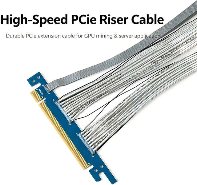 Alt view image 3 of 7 - PCIe 5.0 GPU High-Speed Riser Cable, 270° Connector, for Vertical GPU Mount & Server SAS, 26cm (10.2 in), Full Speed x16, PCIe 5.0/4.0/3.0 Compatible