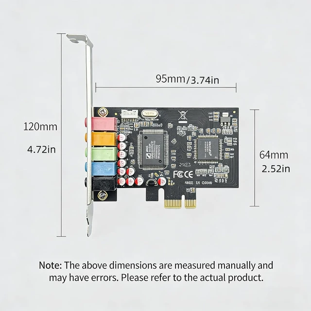 Alt view image 7 of 7 - PCIe X1 to 5.1CH Internal Sound Card with CMI87384CH Chip 5.1 Channel Surround Stereo Audio Card for Desktop PC Compatible with A3D, DS3D, DirectSound 3D, EAX Sound Effects