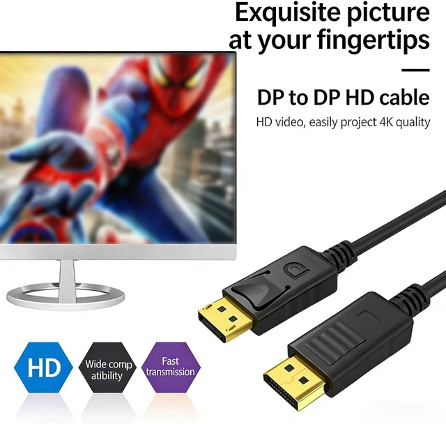 Alt view image 4 of 7 - DP 1.2 Cable Male to Male 4K DP Monitor Cable for PC Graphics Card Gaming Display High Speed Video Connection (DP1.2 Version 4K,3M)