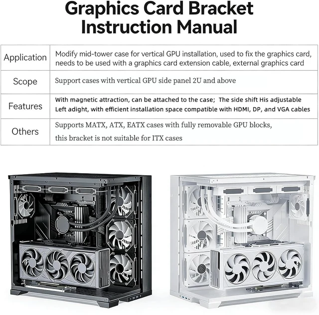 Alt view image 4 of 7 - PCIe x16 Vertical GPU Expansion Cable with Bracket 3-Slot 90 Degree Graphics Card Case Support ATX MATX EATX Chassis (PCIe 4.0, 20 cm / 7.87 inch)