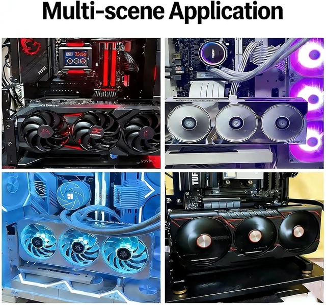 Alt view image 6 of 7 - PCIe x16 Vertical GPU Expansion Cable with Bracket 3-Slot 90 Degree Graphics Card Case Support ATX MATX EATX Chassis (PCIe 4.0, 20 cm / 7.87 inch)