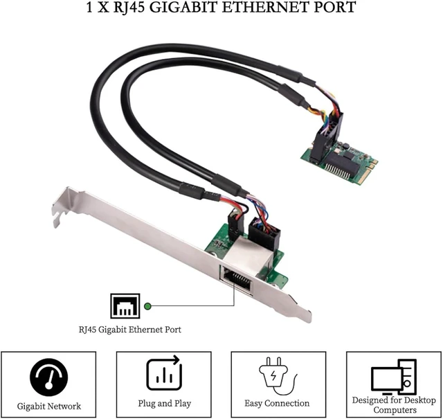 Alt view image 2 of 7 - M.2 (Key A+E) to RJ45 Gigabit Ethernet Adapter 1000Mbps Wired Network Card, PCIe NGFF 2230 LAN Controller with Wake-on-LAN, Compatible with Windows/Linux/Mac OS