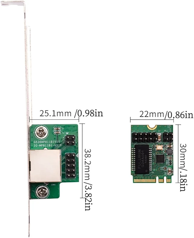 Alt view image 5 of 7 - M.2 (Key A+E) to RJ45 Gigabit Ethernet Adapter 1000Mbps Wired Network Card, PCIe NGFF 2230 LAN Controller with Wake-on-LAN, Compatible with Windows/Linux/Mac OS