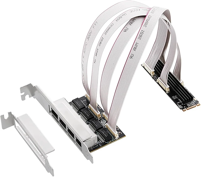 Main image of M.2 (B+M Key) to 4-Port RJ45 Gigabit Ethernet Network Card RTL8111H Chip LAN Adapter with 4 RJ45 Ports, High-Speed 10/100/1000 Mbps for Gaming, NAS, Industrial Control & Servers