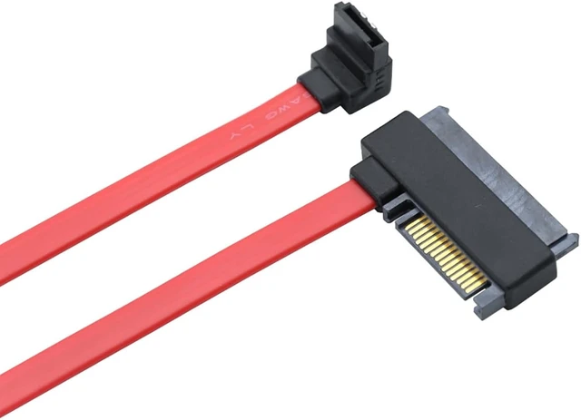 Alt view image 5 of 7 - SAS SFF-8482 29+15P to SATA 7P Female 90 Degree Data Cable with Clip 26AWG 6Gbps High Speed Server Internal Cable (0.5M)