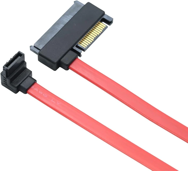 Alt view image 6 of 7 - SAS SFF-8482 29+15P to SATA 7P Female 90 Degree Data Cable with Clip 26AWG 6Gbps High Speed Server Internal Cable (0.5M)