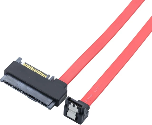 Alt view image 4 of 7 - SAS SFF-8482 29+15P to SATA 7P Female 90 Degree Data Cable with Clip 26AWG 6Gbps High Speed Server Internal Cable (0.5M)