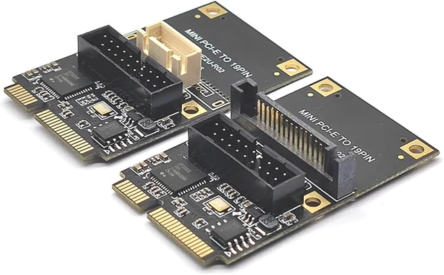 Main image of Mini PCI-E to USB 3.2 Gen1 19-Pin Dual-Port Expansion Card 5Gbps Adapter Support Half-Height Bracket, Compatible with Windows/Linux (Small 4-Pin Power Port)