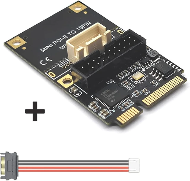 Alt view image 3 of 7 - Mini PCI-E to USB 3.2 Gen1 19-Pin Dual-Port Expansion Card 5Gbps Adapter Support Half-Height Bracket, Compatible with Windows/Linux (Small 4-Pin Power Port)