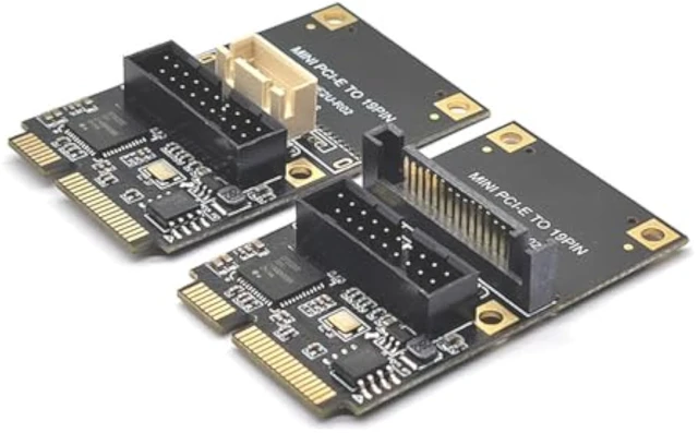 Alt view image 6 of 7 - Mini PCI-E to USB 3.2 Gen1 19-Pin Dual-Port Expansion Card 5Gbps Adapter Support Half-Height Bracket, Compatible with Windows/Linux (Small 4-Pin Power Port)