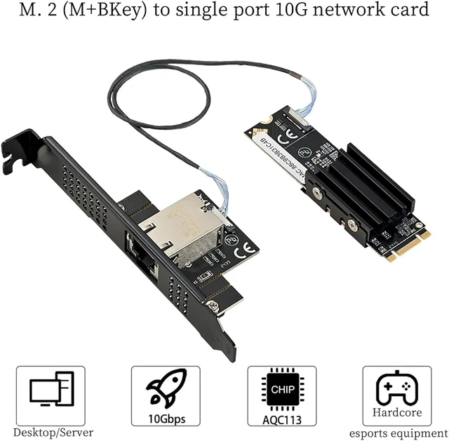 Alt view image 3 of 7 - IO-M2F113-GLAN M.2 B+M Key to 10G RJ45 Net Work Card Adapter Support Desktop, Servers, NAS Soft Routing