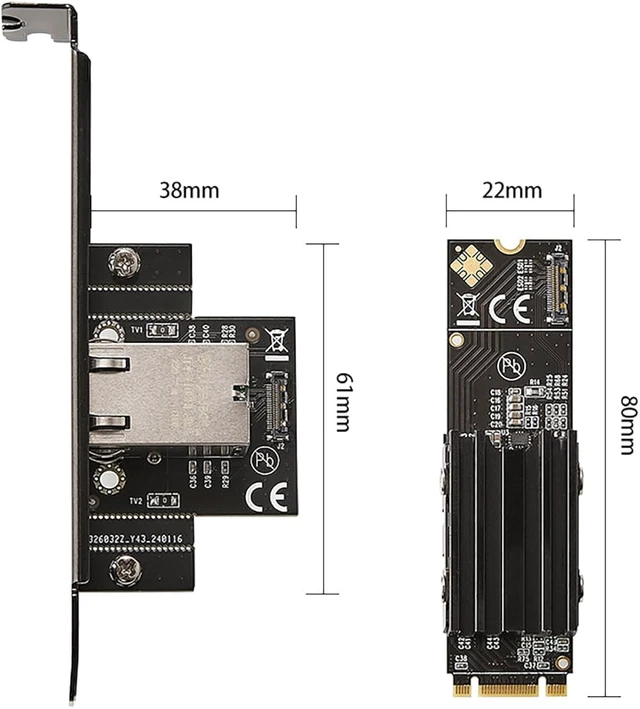 Alt view image 4 of 7 - IO-M2F113-GLAN M.2 B+M Key to 10G RJ45 Net Work Card Adapter Support Desktop, Servers, NAS Soft Routing