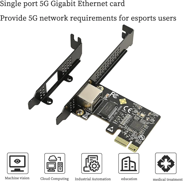 Alt view image 3 of 7 - IO-PCE8126-GLAN PCIe X1 to 1Port 5G RJ45 Net Work Card PXE Diskless Boot Net Work Adapter Support Desktop, Server, NAS Soft Routing