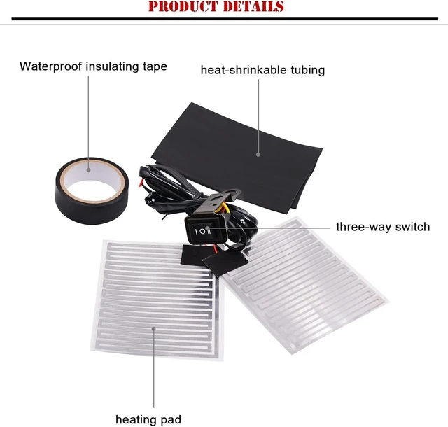 Alt view image 3 of 7 - Heated Motorcycle Handlebar Grips 12V Adjustable Temperature Fast Heating PET Metal Film Hand Warmers for All 12V Motorbikes, Waterproof Switch, Easy Installation