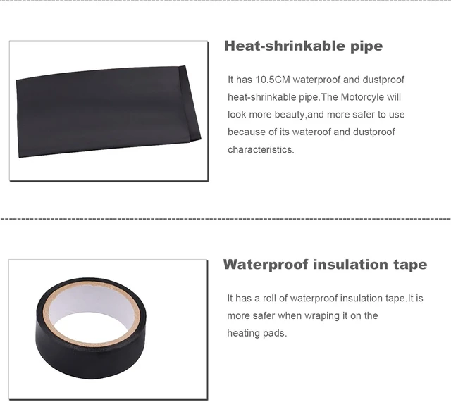 Alt view image 7 of 7 - Heated Motorcycle Handlebar Grips 12V Adjustable Temperature Fast Heating PET Metal Film Hand Warmers for All 12V Motorbikes, Waterproof Switch, Easy Installation