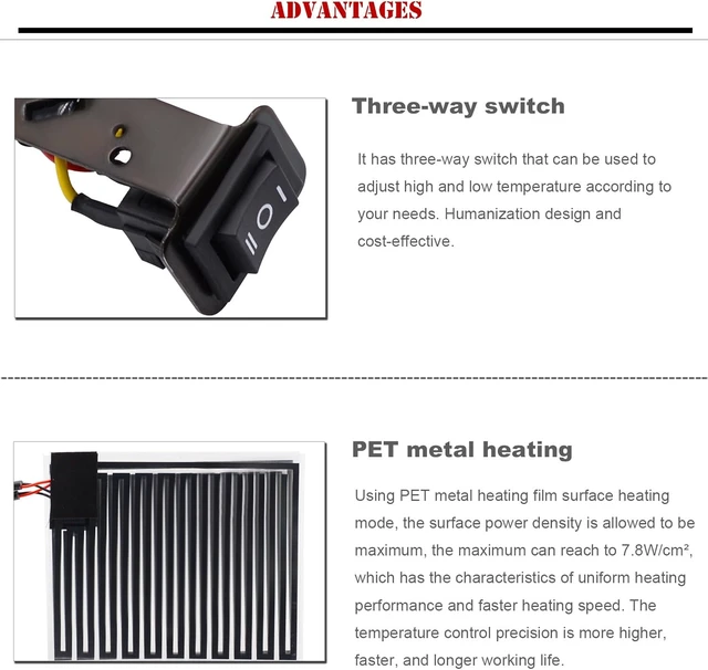 Alt view image 4 of 7 - Heated Motorcycle Handlebar Grips 12V Adjustable Temperature Fast Heating PET Metal Film Hand Warmers for All 12V Motorbikes, Waterproof Switch, Easy Installation