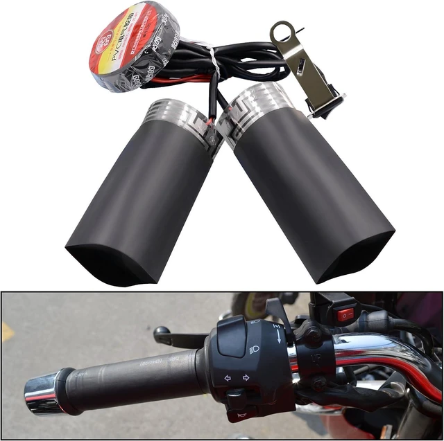 Main image of Heated Motorcycle Handlebar Grips 12V with Waterproof Rocker Switch Fast Heating PET Metal Film Hand Warmers for All 12V Motorbikes, Easy Installation, Dustproof & Weather-Resistant