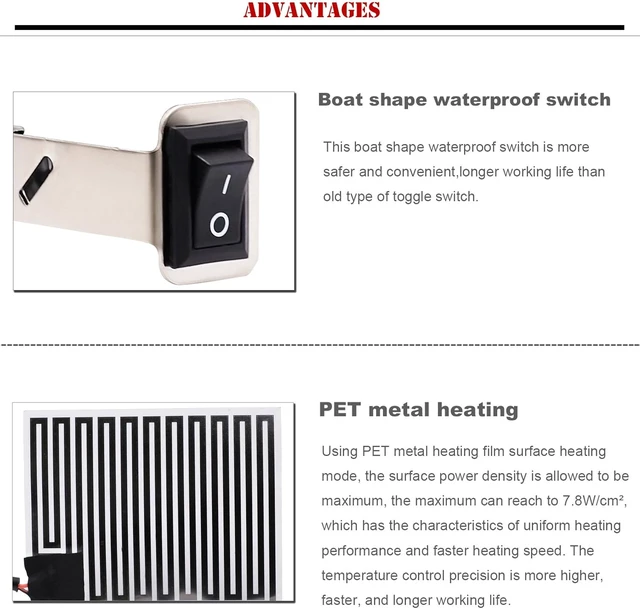 Alt view image 3 of 7 - Heated Motorcycle Handlebar Grips 12V with Waterproof Rocker Switch Fast Heating PET Metal Film Hand Warmers for All 12V Motorbikes, Easy Installation, Dustproof & Weather-Resistant
