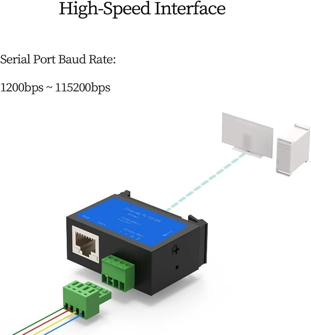 Alt view image 4 of 7 - RS485 to Ethernet Serial Device Server DIN Rail Mount Low Power Module with ARM Cortex M4 CPU 10 100Mbps Compatible with Modbus TCP,TCP Client Server and Industrial Control