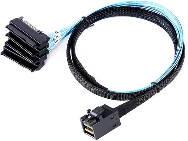 Alt view image 5 of 7 - Mini SAS HD SFF-8643 to (4) 29pin SFF-8482 Server Cable with SAS 15pin Power Port Cable (19.68, Inches)
