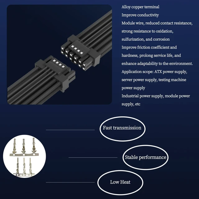 Alt view image 6 of 7 - PCI-E5.0 12+4P Modular Cable 32GT/s Male to Male Graphics Card Braided Mesh Power Cable 70cm/27.56in Support RTX3090Ti 4090/4080 Series (Pink)