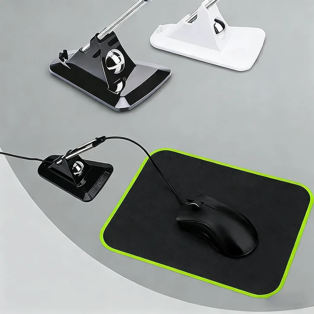 Alt view image 5 of 7 - Gaming Mouse Bungee Cable Holder Desktop Mouse Cord Organizer for Smooth Mouse Movement (White)