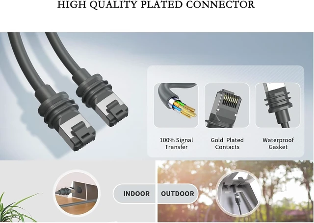 Alt view image 7 of 7 - Replacement Cable for Star Gen3 V3 Satellite System, Compatible with Link V3 Rectangular Dish, 8P8C Plug, Outdoor Pure Copper Network Patch Cable (196.85, Inches)
