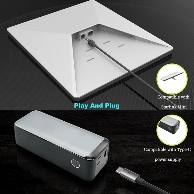 Alt view image 3 of 7 - Mini USB-C to DC Power Cable Compatible with Starlink Mini, 100W with Colorful Breathing Light Waterproof Zinc Alloy Power Cord (196.85, Inches)