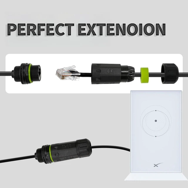 Alt view image 2 of 7 - CAT6 Extension Cable Plus with 8P8C Connector, Compatible with Starlink Gen 3, 0.305M/12in Length, IP68 Waterproof, Pure Copper Core, Zinc Alloy Module, 1000M Protocol Support