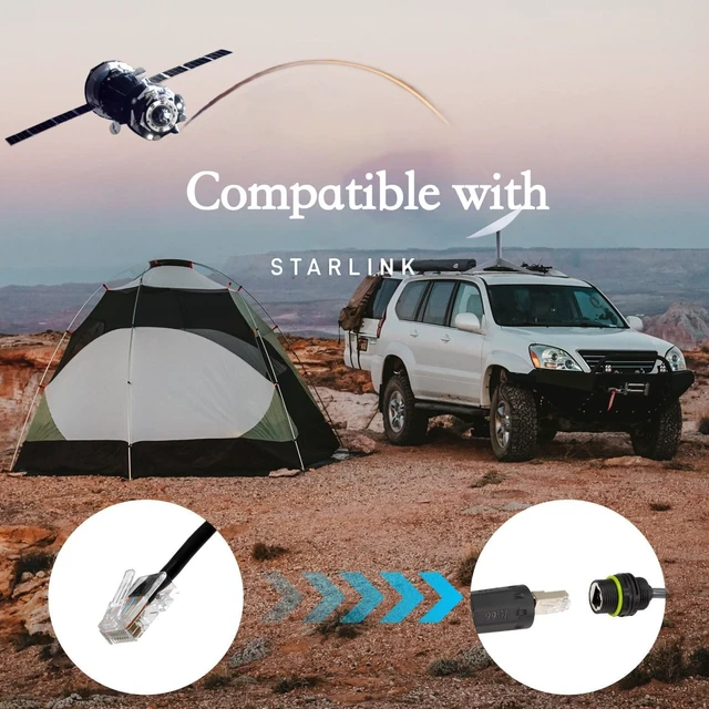 Alt view image 4 of 7 - CAT6 Extension Cable Plus with 8P8C Connector, Compatible with Starlink Gen 3, 0.305M/12in Length, IP68 Waterproof, Pure Copper Core, Zinc Alloy Module, 1000M Protocol Support
