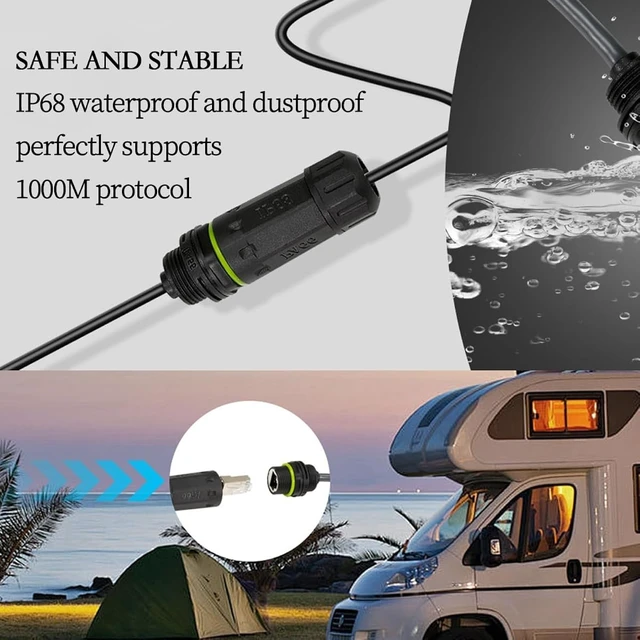 Alt view image 5 of 7 - 1Piece CAT6 Extension Cable with 8P8C Connector, Compatible with Starlink Gen 3, 0.305M/12in Length, IP68 Waterproof, Pure Copper Core, Zinc Alloy Module, 1000M Protocol Support
