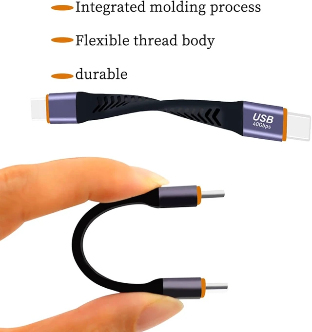 Alt view image 2 of 7 - PH-FCC1040 USB-C Data Cable 40Gbps High-Speed Transfer Card USB 3.2 Gen 2 Female to Female Flexible Flat Short Adapter