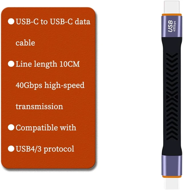 Alt view image 3 of 7 - PH-FCC1040 USB-C Data Cable 40Gbps High-Speed Transfer Card USB 3.2 Gen 2 Female to Female Flexible Flat Short Adapter