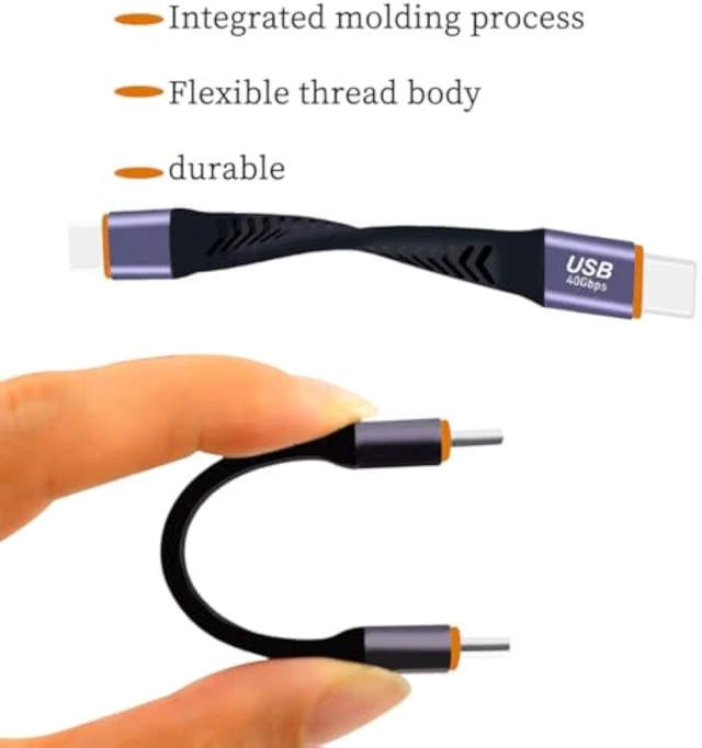Alt view image 7 of 7 - PH-FCC1040 USB-C Data Cable 40Gbps High-Speed Transfer Card USB 3.2 Gen 2 Female to Female Flexible Flat Short Adapter