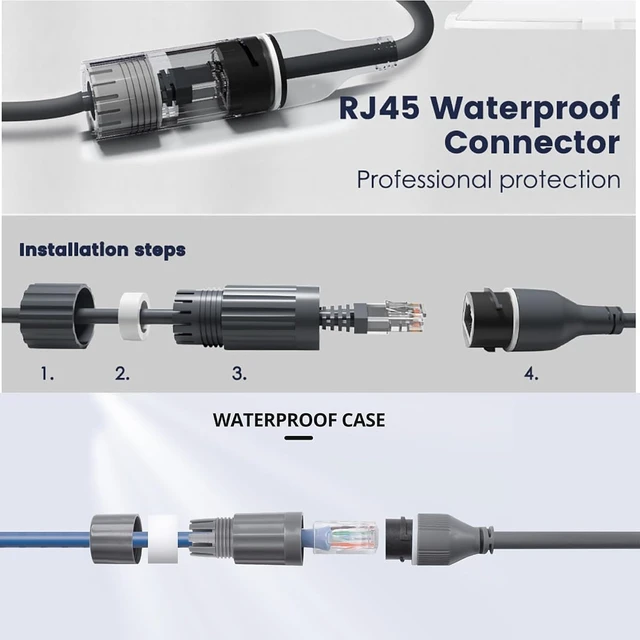 Alt view image 2 of 7 - CAT6 Extension Cable with RJ45 Waterproof Coupler, Compatible with Starlink Gen 3 and Mini, 8P8C Interface, 0.3M/12in Length, IP68 Waterproof Dustproof, Pure Copper Core, Durable 5000+ Plug Cycles