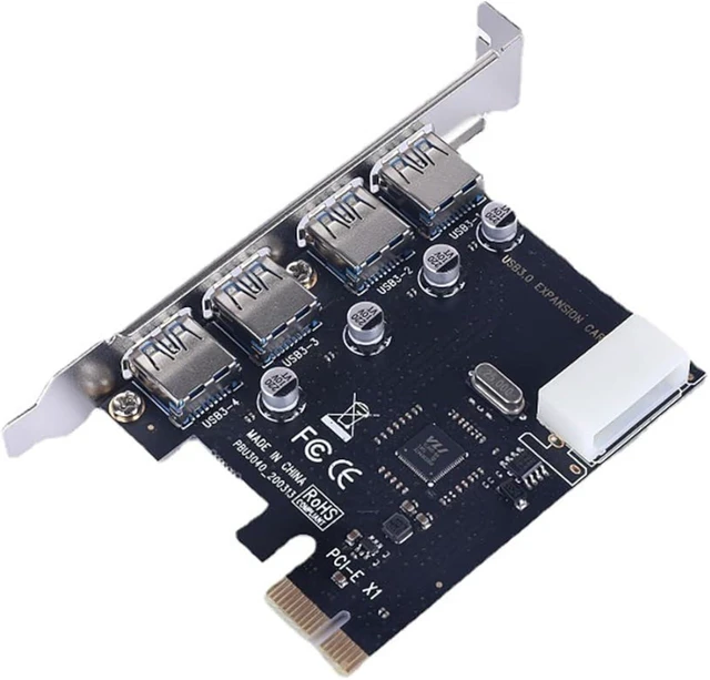Main image of PCIe 3.0 X1 to USB 3.0 Expansion Card 4-Port USB High-Speed Internal Adapter for Desktop PCs, PCI Express to USB 3.0 Hub