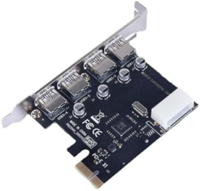 Alt view image 6 of 7 - PCIe 3.0 X1 to USB 3.0 Expansion Card 4-Port USB High-Speed Internal Adapter for Desktop PCs, PCI Express to USB 3.0 Hub