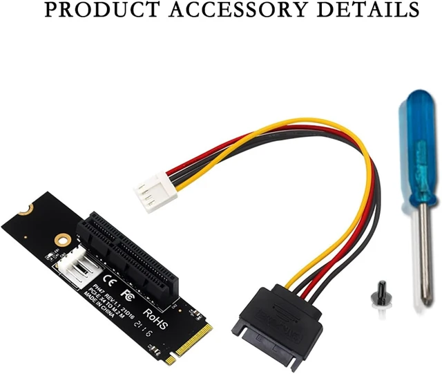 Alt view image 6 of 7 - PH47 M.2 M-Key to PCI-E X4 Expansion Card LED Indicator with SATA 15pin Power Riser for Desktop Computer X1 X4 X8 X16