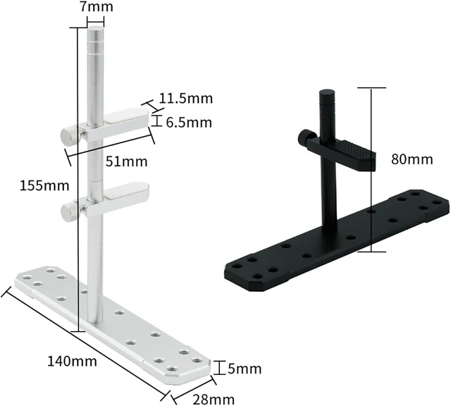 Alt view image 2 of 7 - Graphics Card Bracket Desktop Chassis Bracket Support Bar Aluminum Alloy Height Adjustment for Computer Host Fan Protection (Single Layer 3.15in, Black)