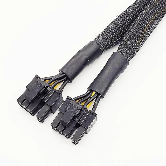 Alt view image 2 of 7 - PCI-E 8P to Dual 6+2P Power Cord 8P Famale to Dual 8P Male Cable Braided Extension Cable for Graphics Card (30cm)