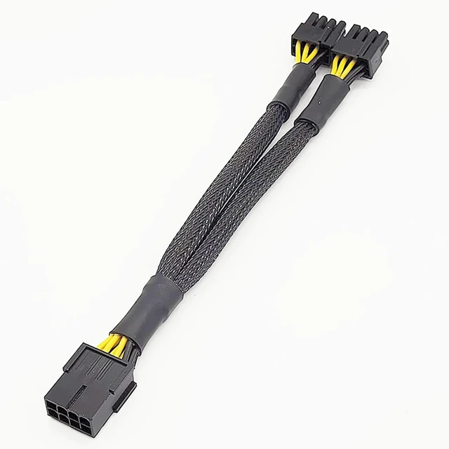 Alt view image 4 of 7 - PCI-E 8P to Dual 6+2P Power Cord 8P Famale to Dual 8P Male Cable Braided Extension Cable for Graphics Card (30cm)