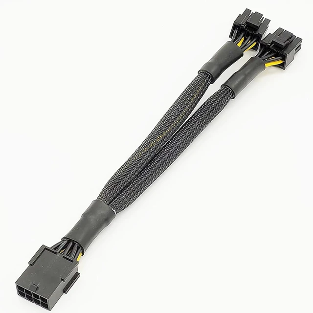 Alt view image 5 of 7 - PCI-E 8P to Dual 6+2P Power Cord 8P Famale to Dual 8P Male Cable Braided Extension Cable for Graphics Card (30cm)
