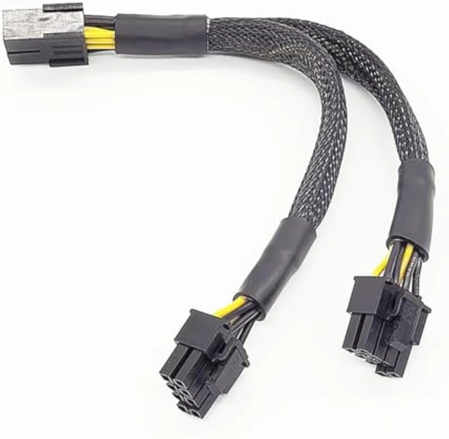 Alt view image 6 of 7 - PCI-E 8P to Dual 6+2P Power Cord 8P Famale to Dual 8P Male Cable Braided Extension Cable for Graphics Card (30cm)