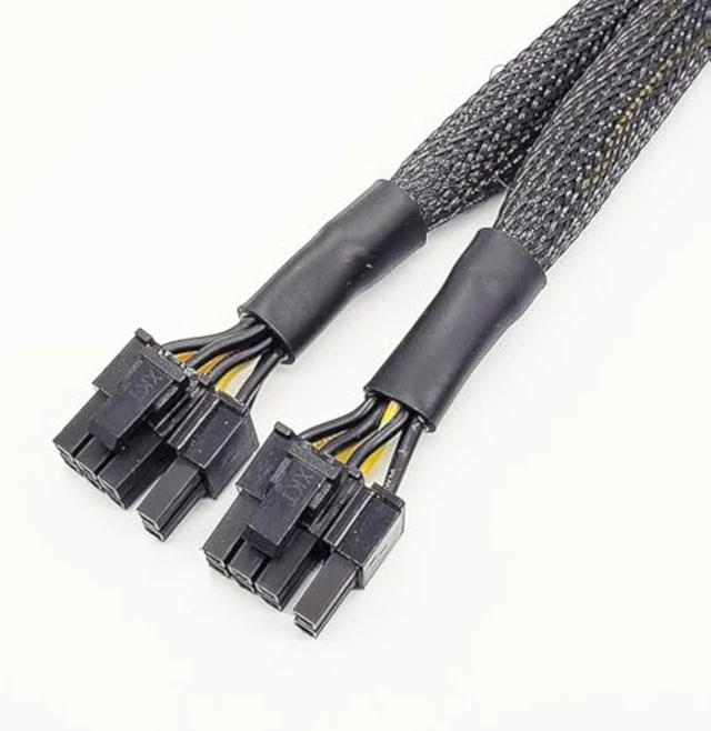 Alt view image 7 of 7 - PCI-E 8P to Dual 6+2P Power Cord 8P Famale to Dual 8P Male Cable Braided Extension Cable for Graphics Card (30cm)