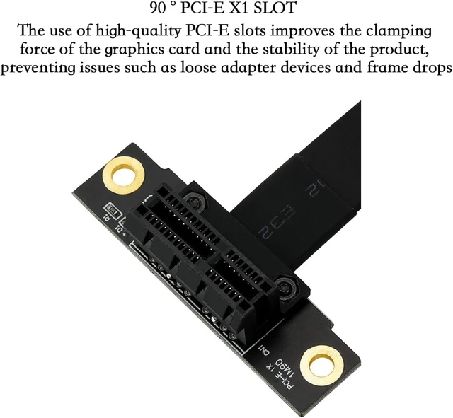 Alt view image 6 of 7 - PCI-E 3.0 1× to 1× Extension Cable 90° Dual Right Angle for Graphics Card Sound Card 1U 2U Chassis (10cm)