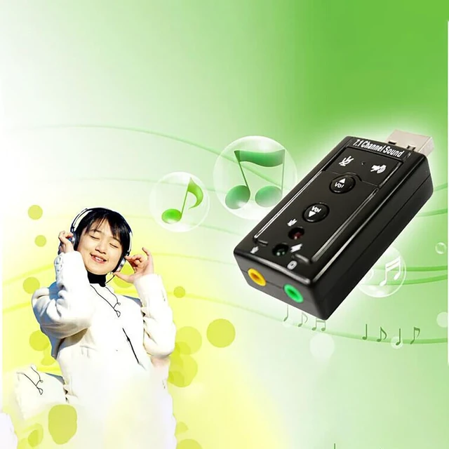 Alt view image 3 of 7 - Laptop External USB 2.0 Sound Card Virtual 7.1-Channel Audio Adapter with Microphone and 3.5mm Audio Port