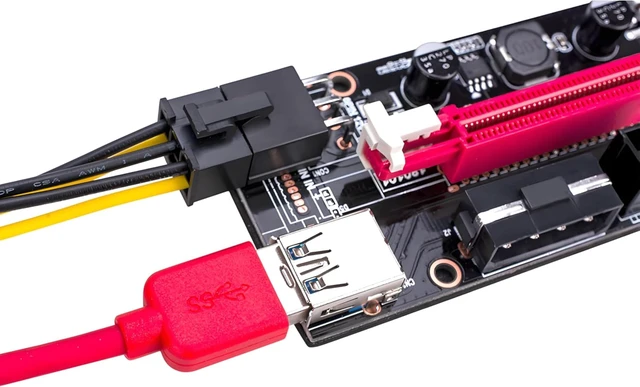 Alt view image 3 of 7 - VER009S Graphics Card PCIe Extender USB 3.0 Riser Integrated 4PIN 6PIN SATA15PIN Power Port for 1-16X