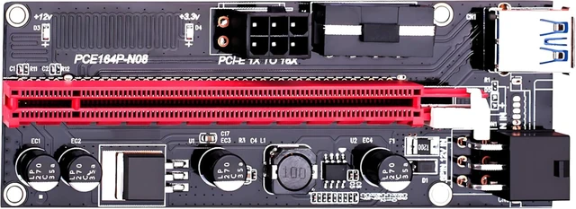 Alt view image 4 of 7 - VER009S Graphics Card PCIe Extender USB 3.0 Riser Integrated 4PIN 6PIN SATA15PIN Power Port for 1-16X